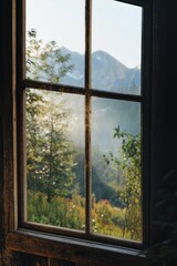 A scenic view of a mountain range from afar, perfect for use in travel or outdoor-related designs