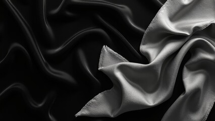 Fototapeta premium Sophisticated Monochrome Silk Scarf with Dark Velvet Background