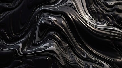 Abstract Black Fluid Texture in 3D Design