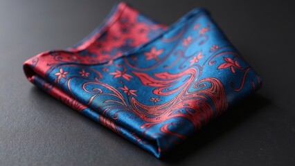 Elegant Designer Silk Pocket Square in Vibrant Blue and Red Patterns