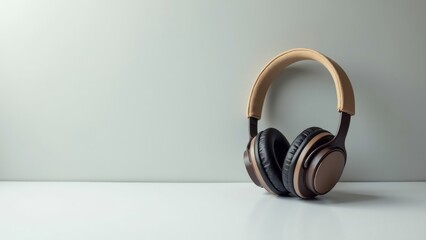 Fototapeta premium Stylish and Modern Headphones on a Minimalist Table
