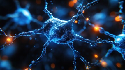 A 3D rendering of a neuron, a nerve cell that transmits information throughout the body.