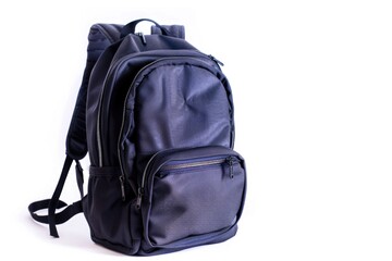 Naklejka premium A black backpack on a clean white surface