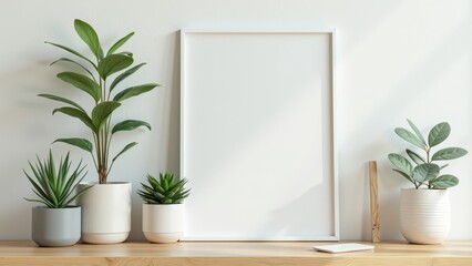 Elegant Desk Decor with Greenery and Copy Space for Creative Designs