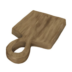 Wooden cutting board. Watercolor digital illustration. Square oak cutting board for kitchen isolated on white background. Wooden kitchen utensils for kitchen and food theme