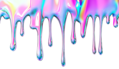 Iridescent, holographic drips