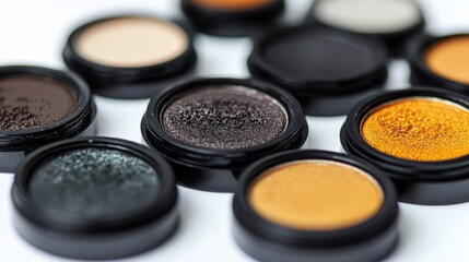 Close-up shot of various colorful eyeshadows, great for beauty or makeup-related content