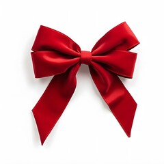 Fototapeta premium Red Ribbon Bow Isolated on White Background