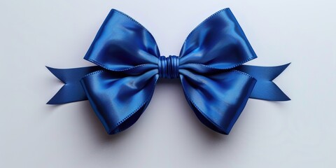 A single blue bow on a white background