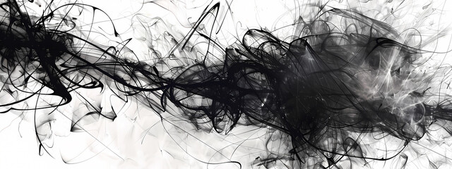 Fototapeta premium Abstract black and white swirling smoke patterns create a dynamic, artistic effect, evoking a sense of movement and fluidity.