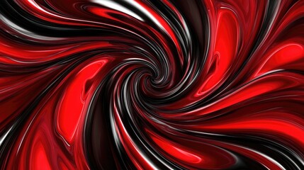 A close-up shot of swirling red and black paint on a black background