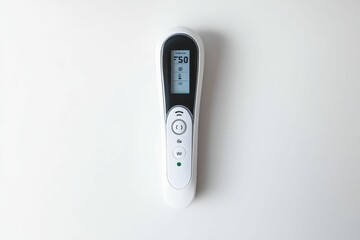 White digital thermometer on white background.