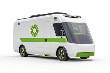 Naklejka premium Green and white ambulance van isolated.