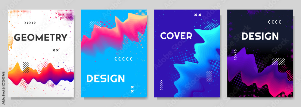Wall mural vector illustration. modern art graphic. dynamic bright flow elements with paint splash and halftone
