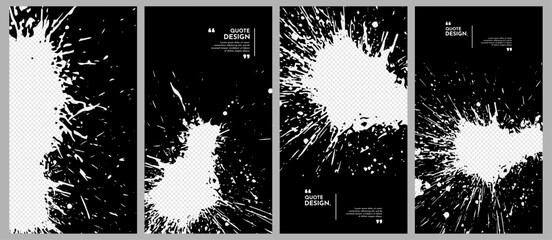 Vector illustration. Hand drawn abstract overlay set. Ink brush strokes border set. Black paint messy splatter. Element for design flyer, voucher, coupon, wallpaper, vertical photo frame, stories © VVadi4ka