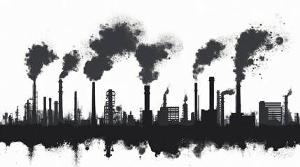 Obraz premium Industrial Cityscape: A Silhouette of Pollution