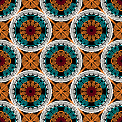 Pattern with crochet granny square with flowers wallpaper handmade decorative art design print	