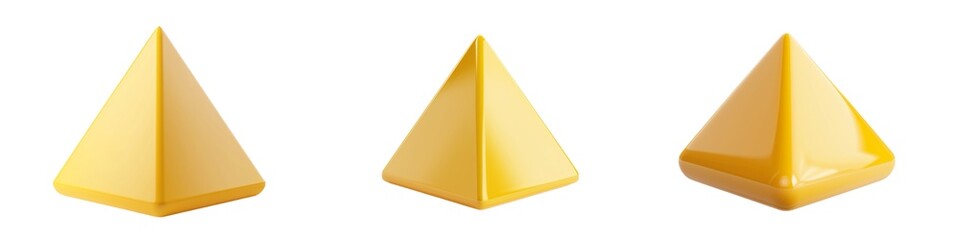 3d triangle set, yellow geometric shapes