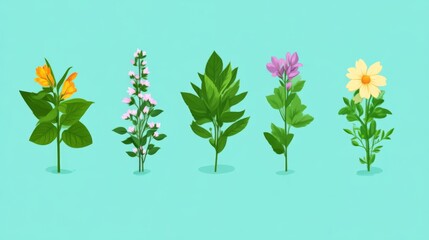 Fototapeta premium Vibrant Floral Illustration: A Bouquet of Colorful Blooms