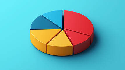Fototapeta premium Colorful pie chart on bright blue background with labeled segments