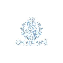 Royal Heraldry Crest with Shield, Crown, and Symbols