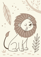 Stylish and cozy decor: abstract lion drawing to create coziness in a children's space.
