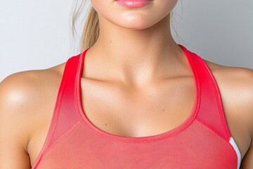 A close-up of a young female in her 30s' chest before applying imiquimod cream medication to a basal cell carcinoma.