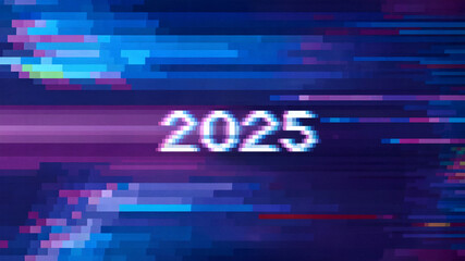 Obraz premium 2025 vibrant digital glitches backdrop with a myriad of colorful, abstract patterns