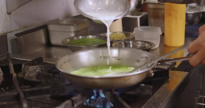 Sautéed Loin with Pesto Spaghetti – Cooking Stock Video