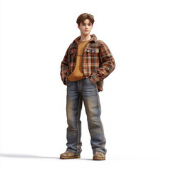 Naklejka premium Full Body Casual Man Isolated