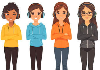 Fototapeta premium Young Girls as Modern Video Game Avatars for Profile Selection Generative AI