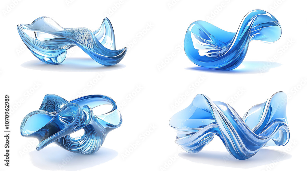 Aufkleber fluid glassmorphism objects on transparent background generative ai