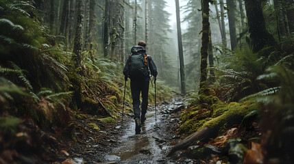 Obraz premium Hiking Through the Forest, trail, nature, trees, woods, path