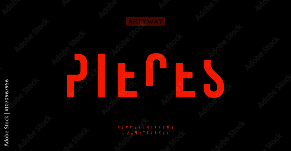 Poster minimalistic pure alphabet, clear blocky letters, urban geometric cutout font for modular branding i