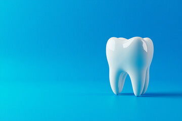 3d tooth isolated on light blue backgrounds stomatology medical dental clinic concept copy space 