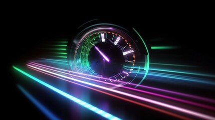 Vibrant 3D Speedometer Display with Colorful Lights