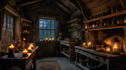 Fototapeta premium fireplace with burning logs