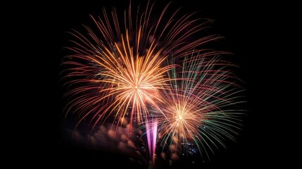 Vibrant Fireworks Display in Night Sky