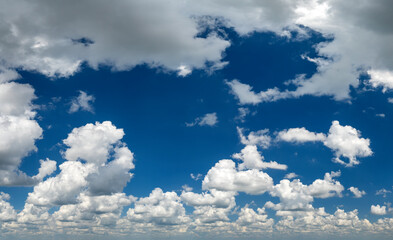 Florida weather in summer rain season. Blue sky with white clouds. Bright skyscape