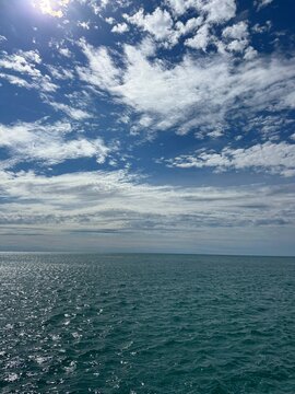Blue sea and beautiful sky white clouds.