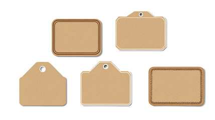 Set of Blank Price Tags Isolated on a Transparent Background Generative AI