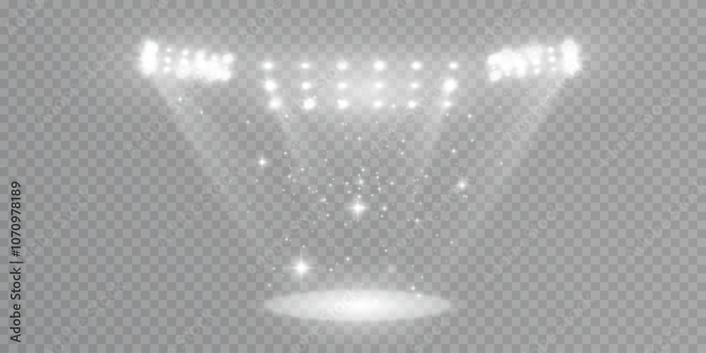 Aufkleber spotlight effect. stage lighting with bright led strobe lights. spotlights on a transparent backgrou