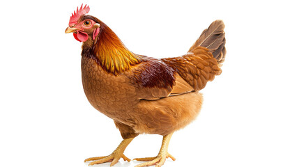 Fototapeta premium Brown Chicken Standing in Profile on a Transparent Background Generative AI