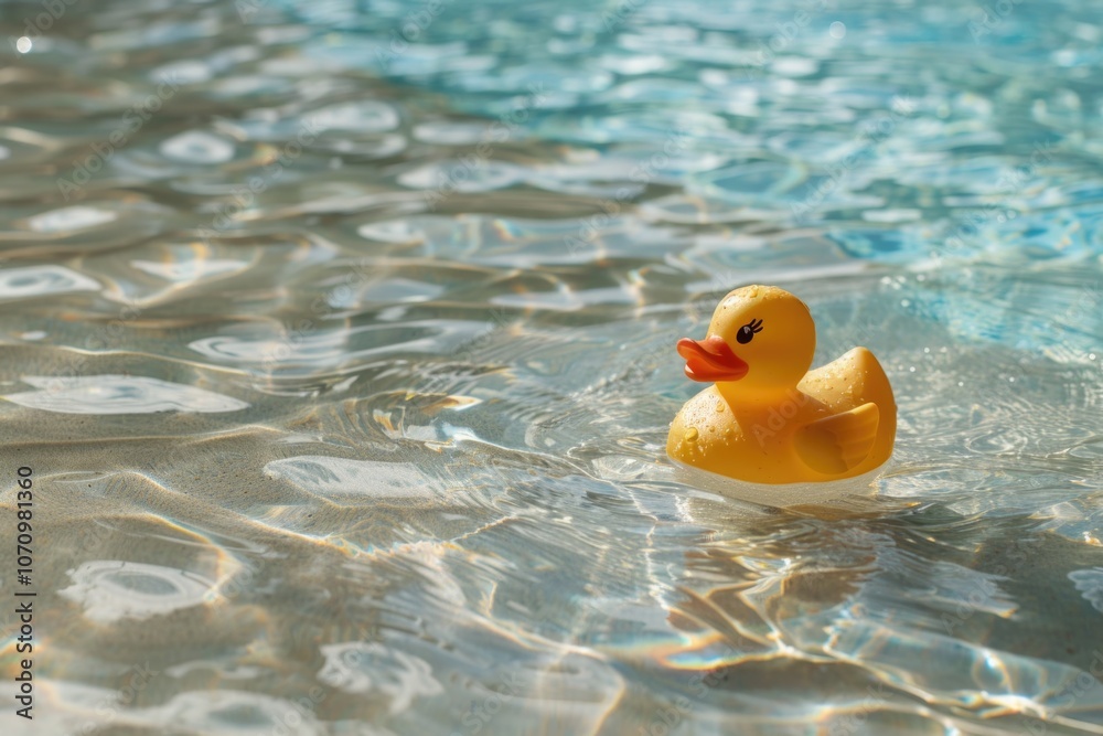 Poster a rubber duck floats on the surface of a pool of water