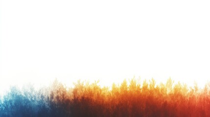 Autumn Forest Horizon with Red and Yellow Hues Under Bright Sky