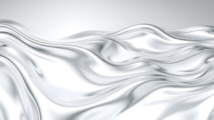 Obraz premium Metallic waves in silver and chrome, flowing like liquid metal, with smooth gradients that shift under light