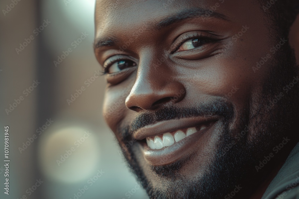 Poster portrait of a smiling man with a beard, ideal for business or personal use