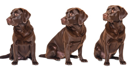 Three Brown Labrador Retrievers Isolated on Transparent Background Generative AI