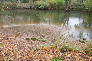 Sand bank on a river bend