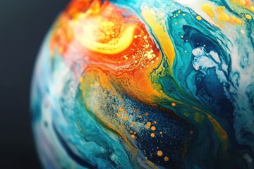 A close-up shot of a beautifully painted egg on a table